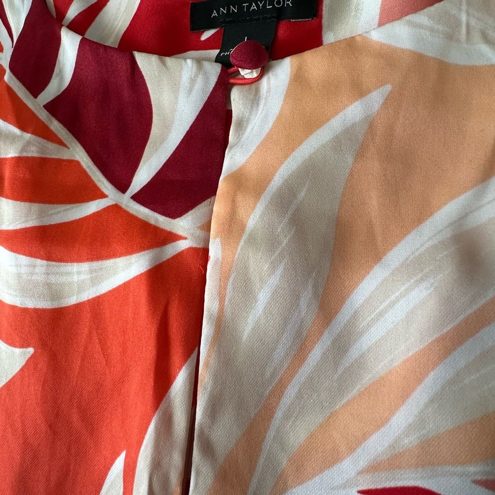 Ann Taylor Orange and White Leaf Print Blouse - Picture 5 of 5